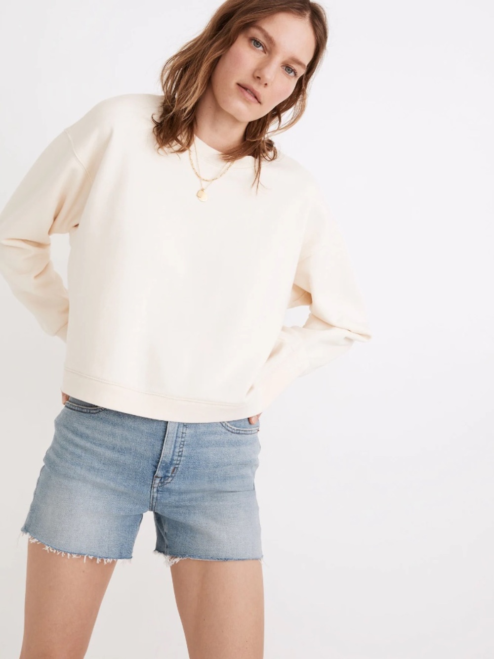 (Re)sourced Cotton Swing Sweatshirt, Antique Cream